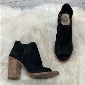 Vince Camuto Katleen Black Suede Peep Toe Bootie